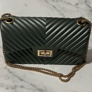 Dark Grey Quilted Chain Bag